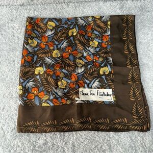 Vintage 1980's Brown Silk Diane Von Furstenberg Scarf 30" X 30"